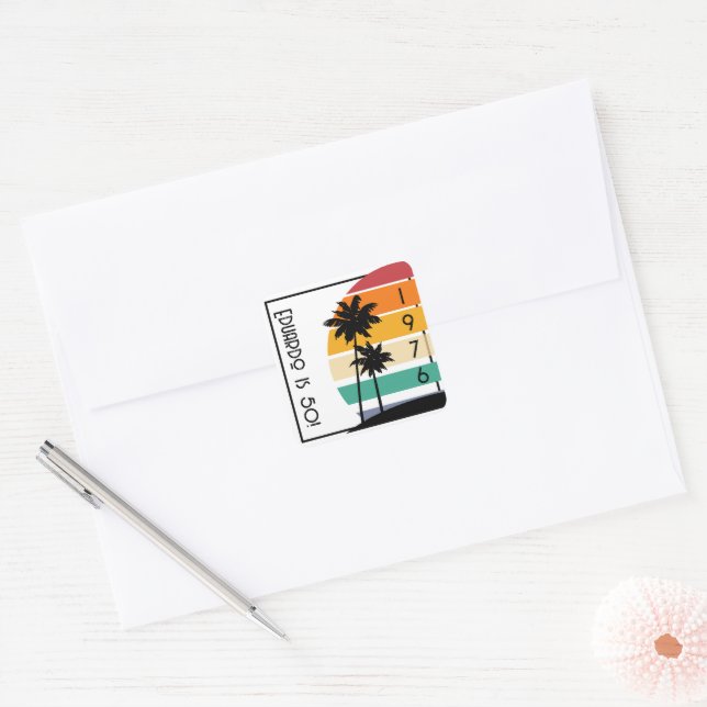 1976 Retro Stripe Sunset Vintage  Square Sticker (Envelope)