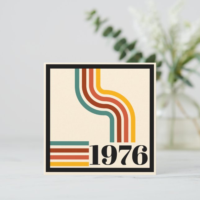 1976 Retro Stripe Vintage Poster Invitation (Standing Front)