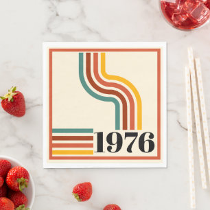 1976 Retro Stripe Vintage Poster Orange Napkin