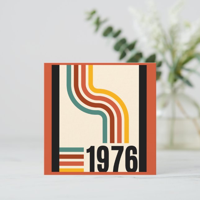 1976 Retro Stripes Vintage  Invitation (Standing Front)