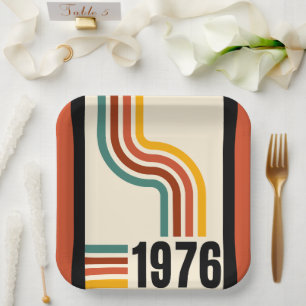1976 Retro Stripes Vintage Paper Plate