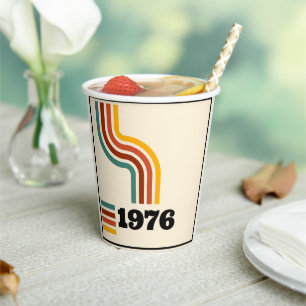 1976 Retro Vintage Poster Birthday or Reunion Paper Cups