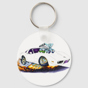 1977-79 Corvette White Car Keychain