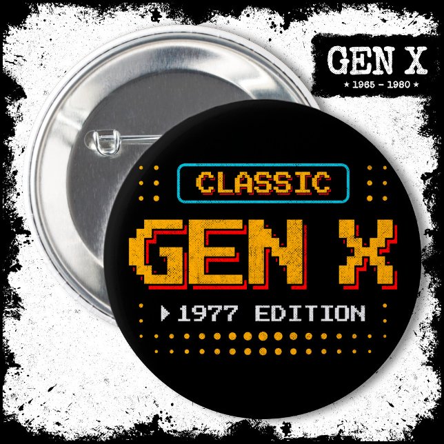 1977 Gen X Classic Retro Gamer Gaming Birthday 2 Inch Round Button (Creator Uploaded)
