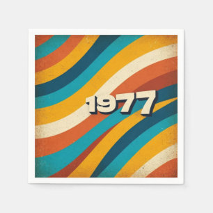 1977 Retro Paper Napkin Vintage 70s Groovy Stripes