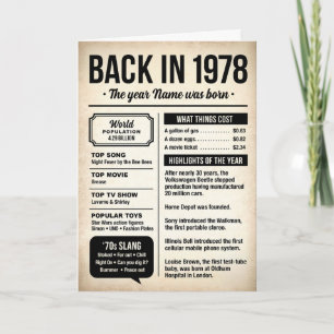 1978 Back in the Day, Fun Facts Birthday Card