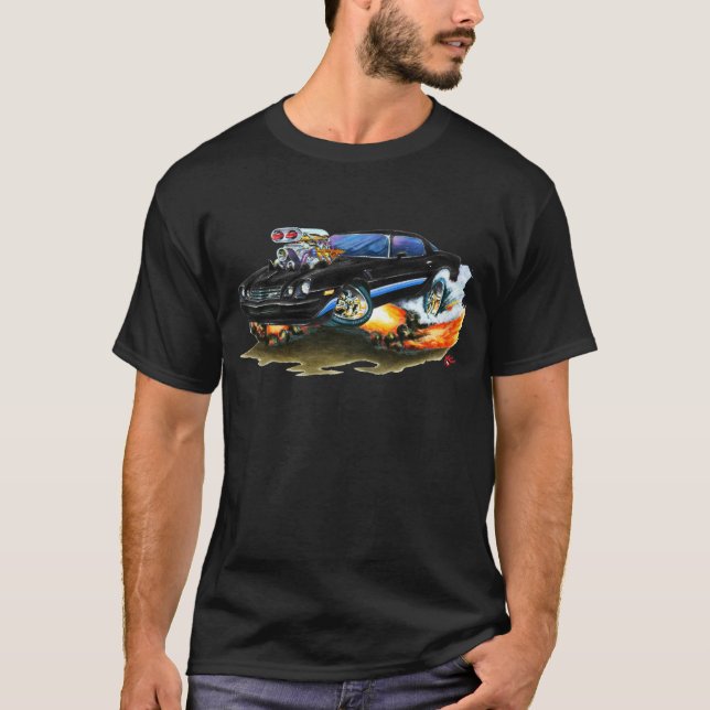 1979-81 Camaro Z28 Black-Blue Car T-Shirt (Front)