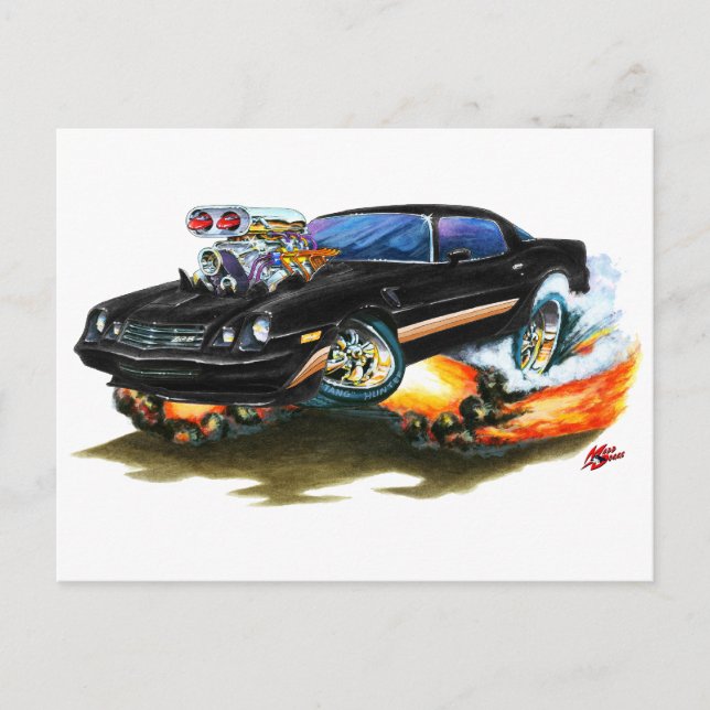 1979-81 Camaro Z28 Black-Gold Car Postcard (Front)
