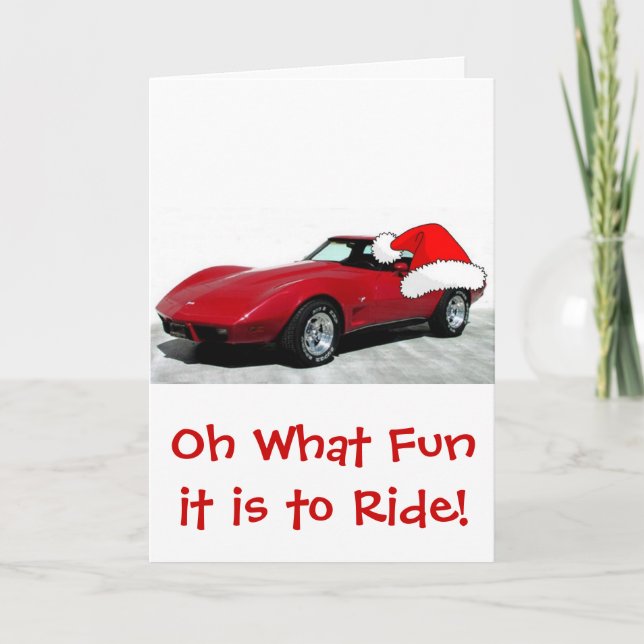1979 Christmas Red Corvette Holiday Card (Front)