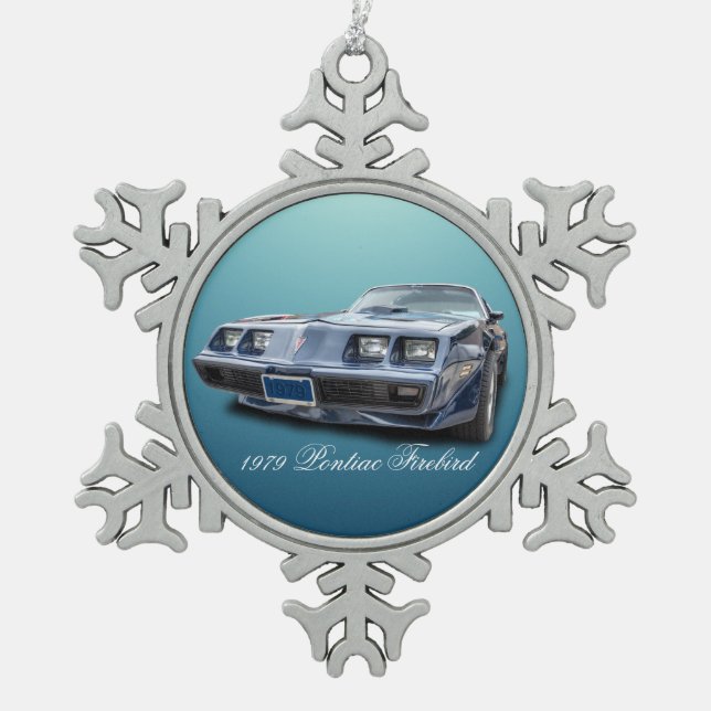 1979 PONTIAC FIREBIRD SNOWFLAKE PEWTER CHRISTMAS ORNAMENT (Front)
