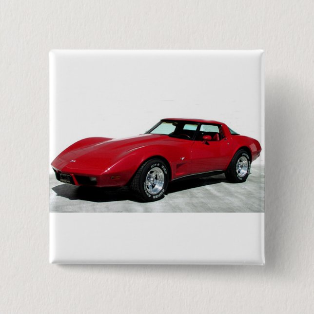 1979 Red Classic Car 2 Inch Square Button (Front)