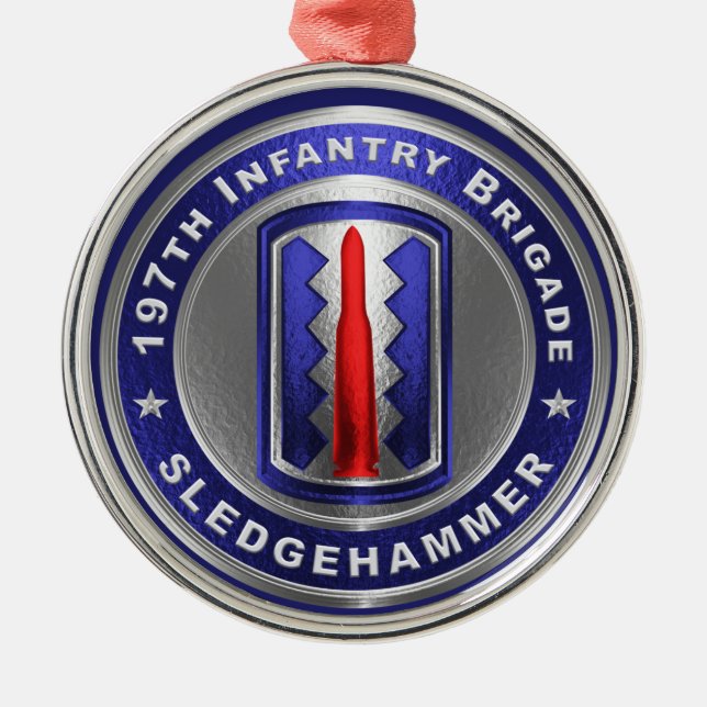 197th Infantry Brigade Christmas Metal Ornament (Front)