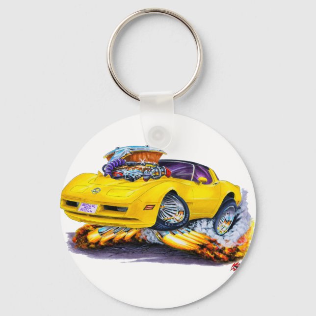 1980-82 Corvette Yellow Car Keychain (Front)