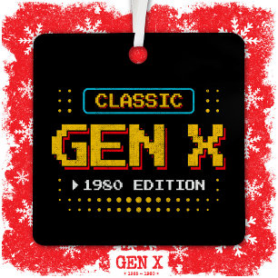1980 Gen X Classic Retro Gamer Gaming Birthday Metal Ornament