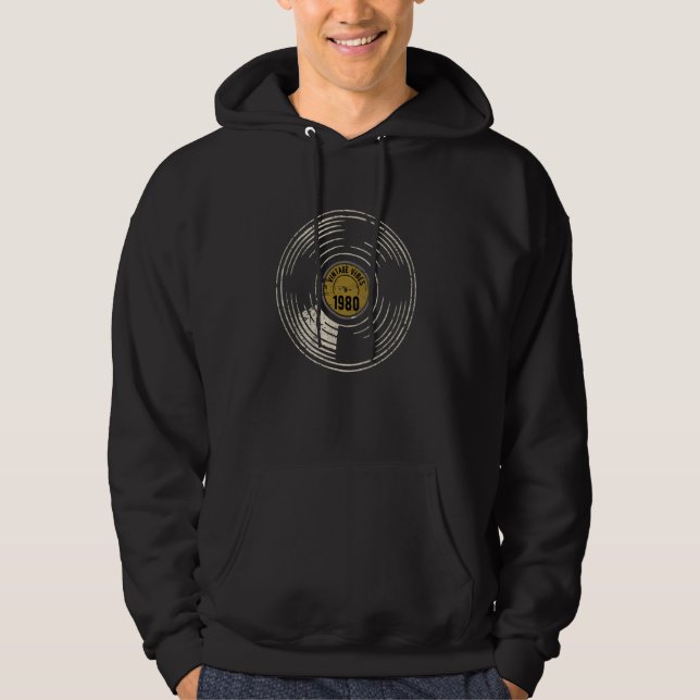 1980 Retro Birthday Anniversary Vintage Style Reco Hoodie (Front)