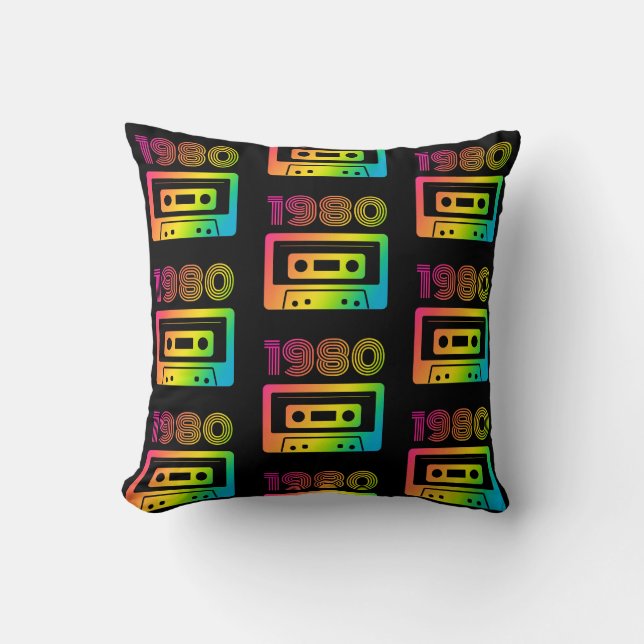 1980 Retro Throw Pillow (Front)