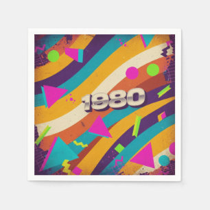 1980 - Retro Vintage 80s Neon Geometric - Napkin