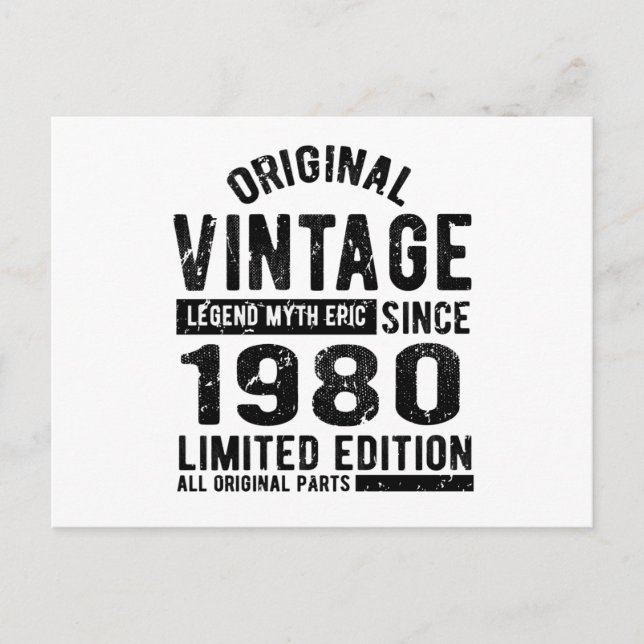 1980 Vintage Birthday Postcard (Front)