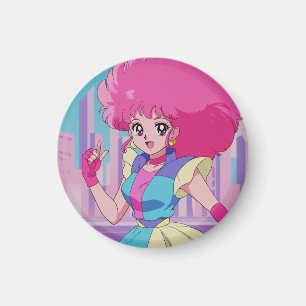 1980s anime-style characters magnet