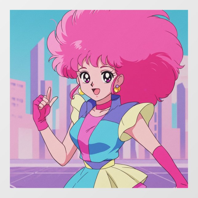 1980s anime-style characters window cling (Sheet)