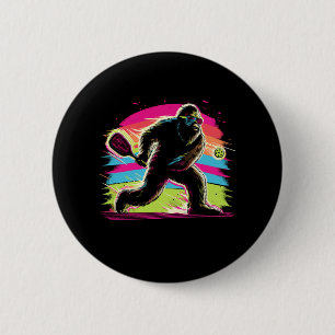 1980s Bigfoot Sasquatch Playing Pickleball 1 2 Inch Round Button