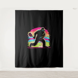 1980s Bigfoot Sasquatch Playing Pickleball  1 Tapestry