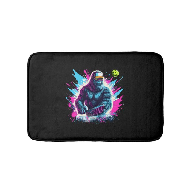 1980s Bigfoot Sasquatch Playing Pickleball  2 Bath Mat (Front)
