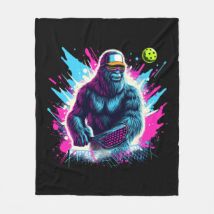 1980s Bigfoot Sasquatch Playing Pickleball 2 Fleece Blanket
