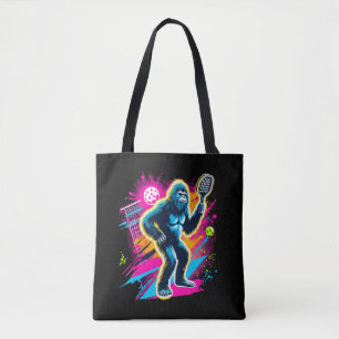 1980s Bigfoot Sasquatch Playing Pickleball Tote Bag