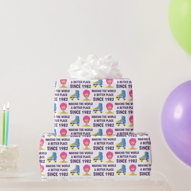 1980's Birthday Wrapping Paper Sheets (Party Gifts)
