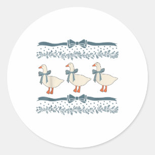 1980s Blue Ribbon Goose With Hearts  Classic Round Sticker