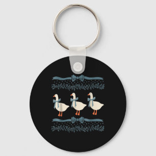1980s Blue Ribbon Goose With Hearts  Keychain