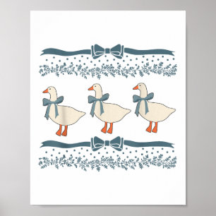 1980s Blue Ribbon Goose With Hearts  Poster