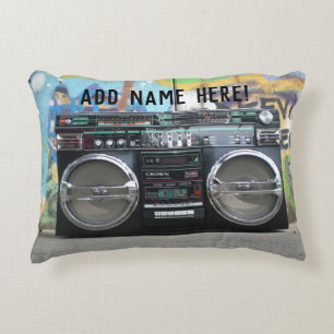 1980s Boombox Stereo Cassette Eighties Edit Name Accent Pillow