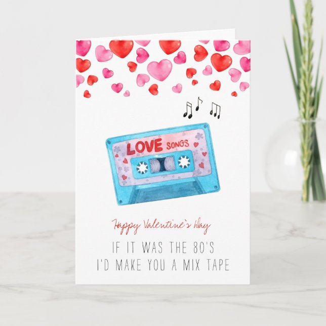 1980's Cassette Tape Retro | Valentine's Day Love  Holiday Card (Front)
