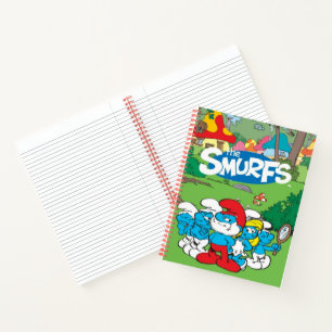 1980s Classic Cartoon Smurf Spiral Notebook 8.5x11