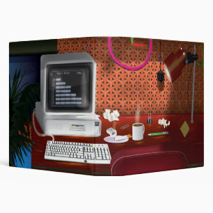 1980s Classic Office with Computer. Binder