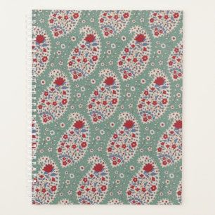 1980s Floral and Green Paisley/Teardrop Planner