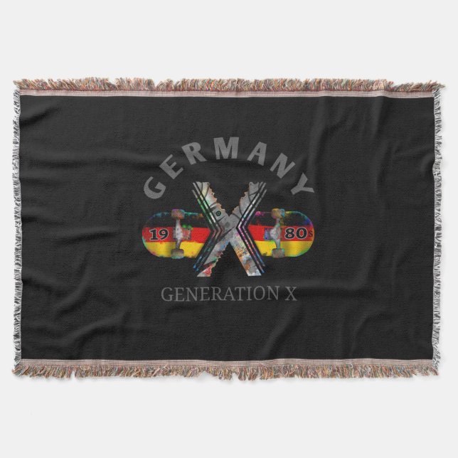 1980s Generation X Germany Skateboard Throw Blanket (Front)