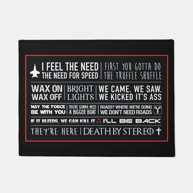 1980's movie quotes door mat (Front)