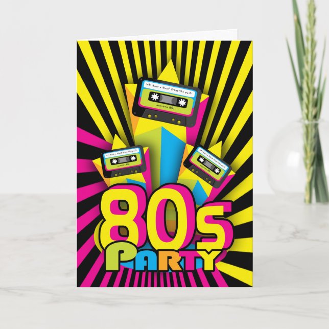 1980s Party Invitation Card With 80 colour with (Front)