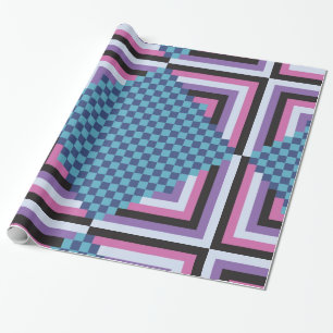 1980s Pink and Teal Tiles Wrapping Paper