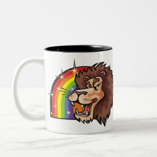 1980s Rainbow with Leo Lion Two-Tone Coffee Mug