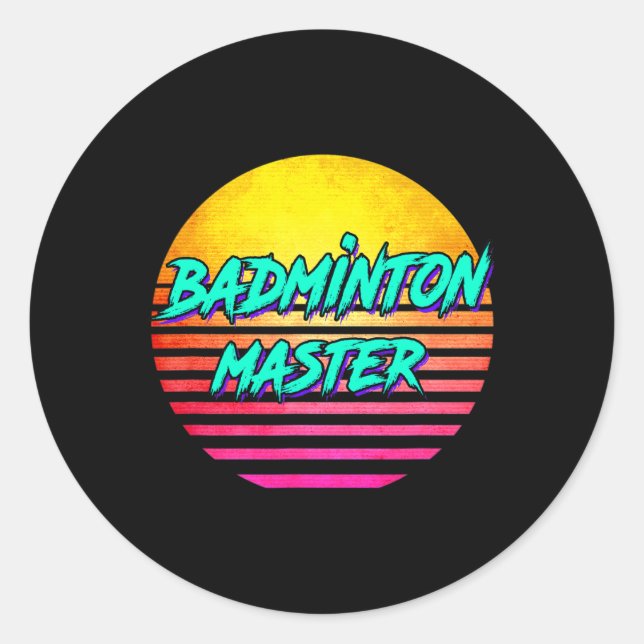 1980s Retro Badminton Master  Classic Round Sticker (Front)