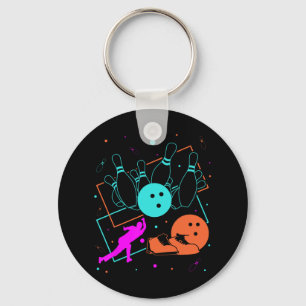1980s Retro Style Bowler Team 80's Bowling Keychain