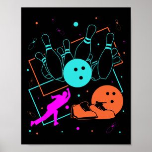 1980s Retro Style Bowler Team 80's Bowling Poster