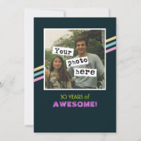 1980's Retro Style Photo Template Party Invitation
