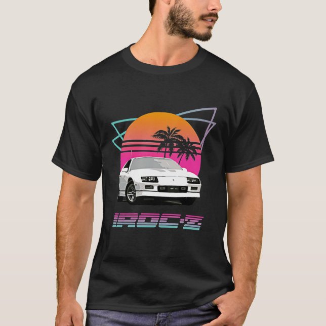 1980s Retro Wave Chevy Camaro Iroc Z T-Shirt (Front)