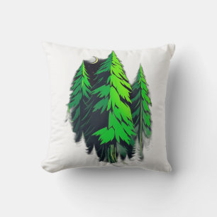 1980s Sci-Fi Geometric Forest Throw Pillow