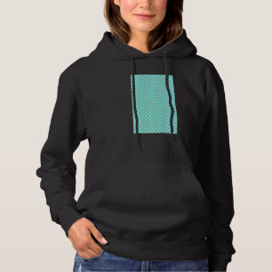 1980's Small Polkadot Geometric Pattern Aqua And W Hoodie